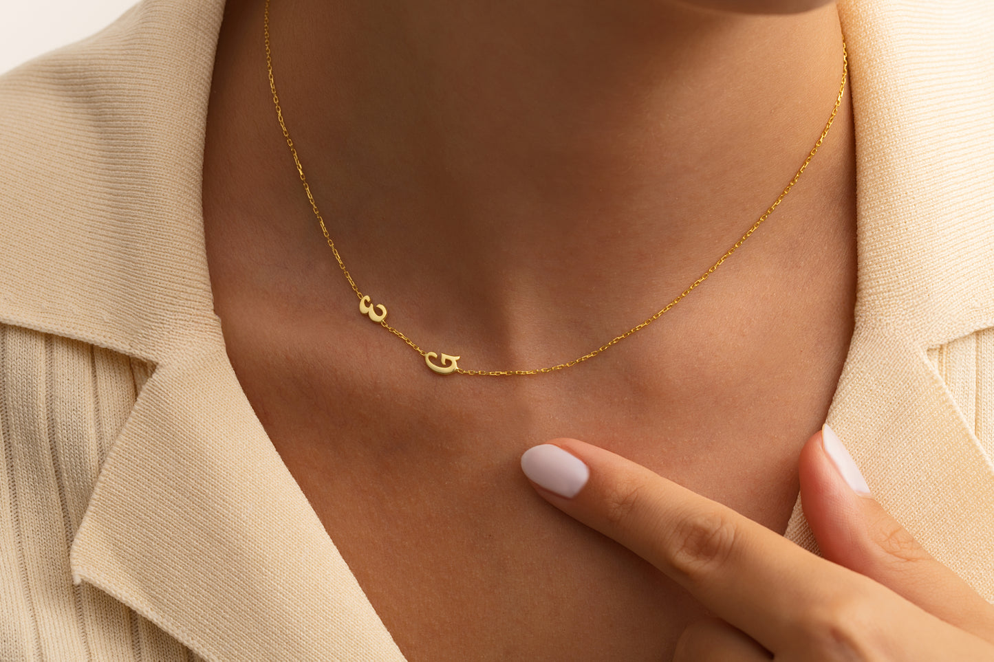 İki Harfli El Yazısı Döküm Köprücük Kolye | 925 Gümüş