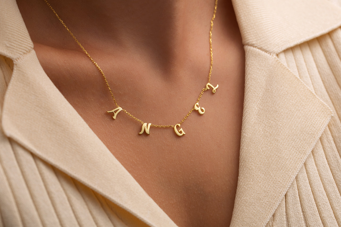 El Yazısı Döküm Harfli İsim Kolye | 925 Gümüş