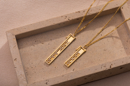 Taşlı Harf Baget Kolye | 925 Gümüş