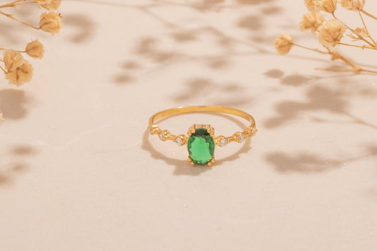 Zirkon Taşlı Oval Yüzük | 14 Ayar Altın