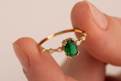 Zirkon Taşlı Oval Yüzük | 14 Ayar Altın