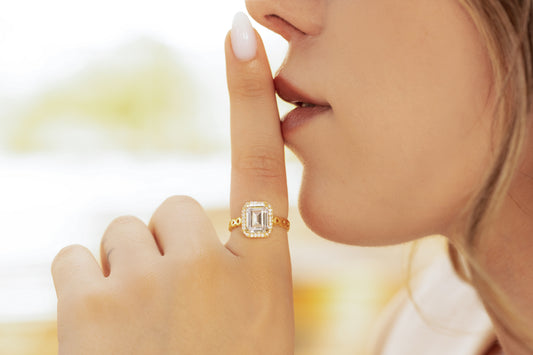 Zirkon Taşlı Kare Baget Yüzük | 925 Gümüş