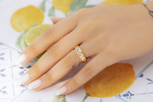 Zirkon Taşlı Baget Yüzük | 925 Gümüş