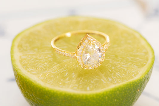 Zirkon Taşlı Damla Yüzük | 925 Gümüş