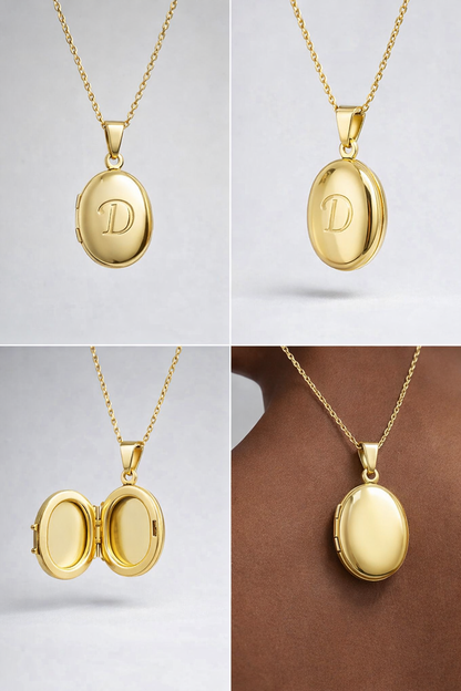 Oval Kapaklı Fotoğraflı Kolye | 925 Gümüş