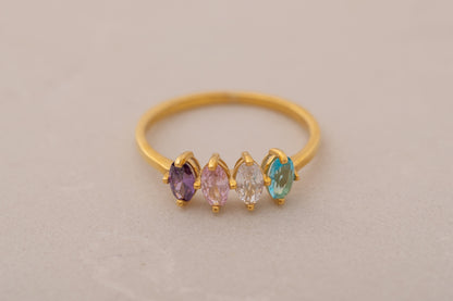 Oval Doğum Taşlı Minimal Yüzük | 925 Gümüş