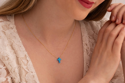 Opal Haç Kolye Kolye | 14 Ayar Altın