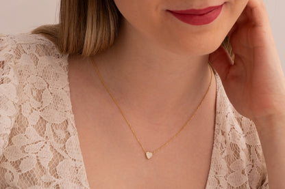 Taşlı Kalp Kolye | 14 Ayar Altın