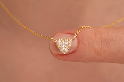 Taşlı Kalp Kolye | 14 Ayar Altın