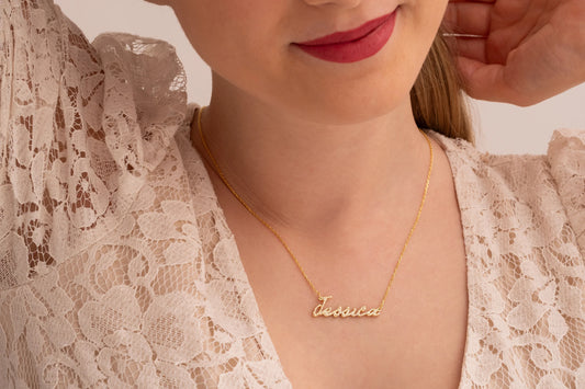 Taşlı İsim Kolye | 14 Ayar Altın