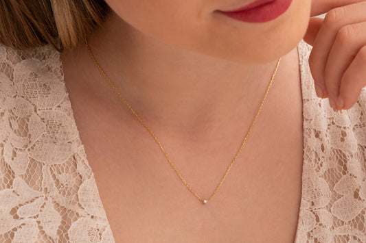 Üç Tırnaklı Tek Taş Kolye | 925 Gümüş