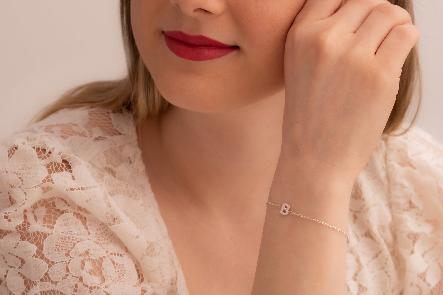 Taşlı Harf Bileklik | 14 Ayar Altın