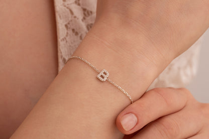 Taşlı Harf Bileklik | 14 Ayar Altın