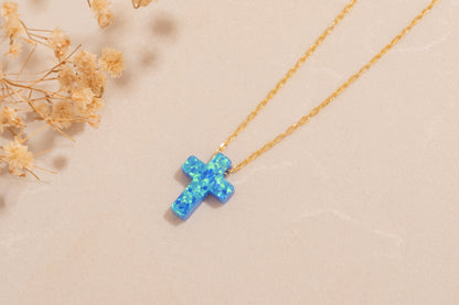 Opal Haç Kolye Kolye | 14 Ayar Altın