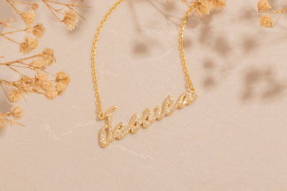 Taşlı İsim Kolye | 14 Ayar Altın