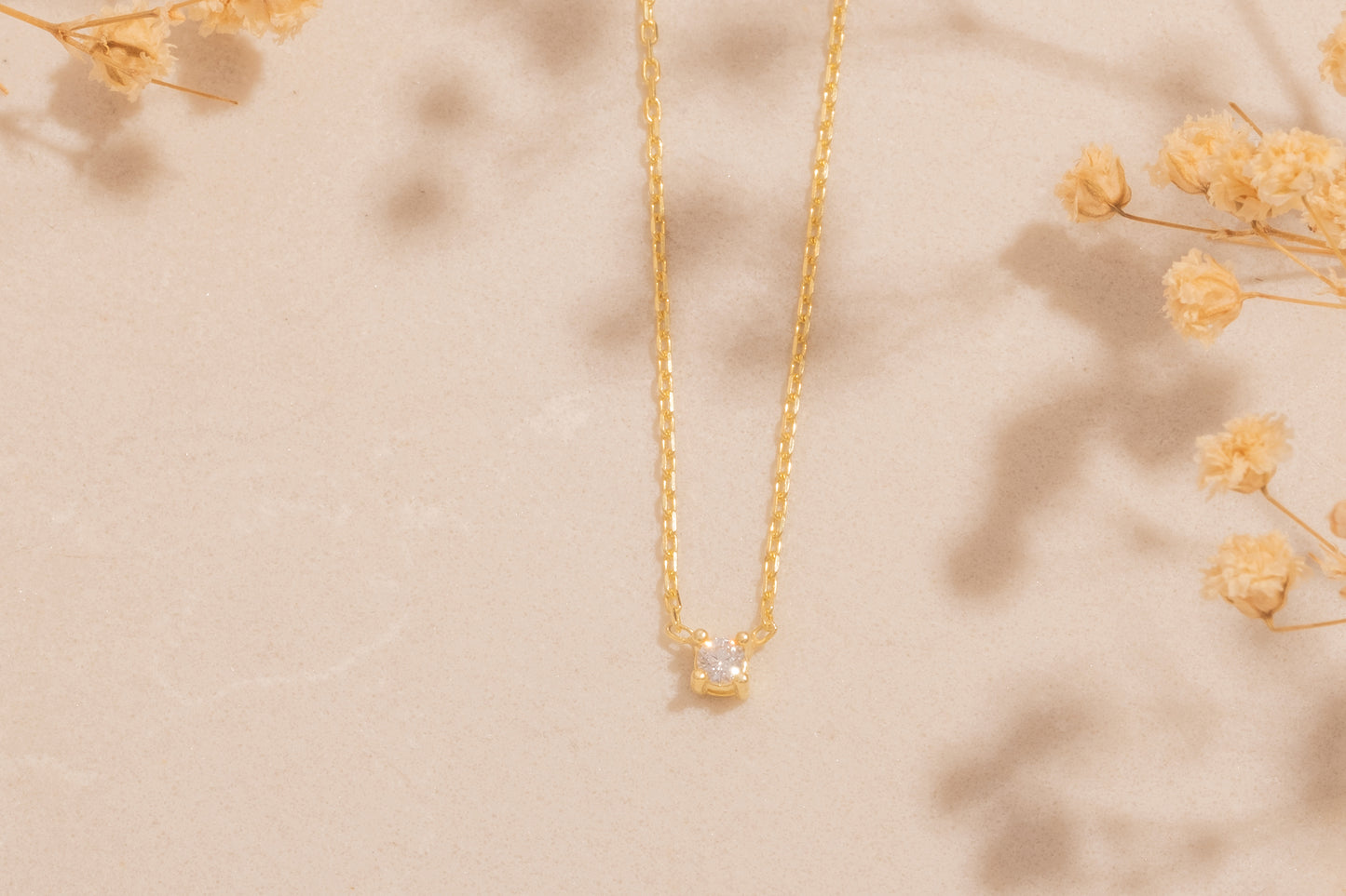 Dört Tırnaklı Tek Taş Kolye | 925 Gümüş