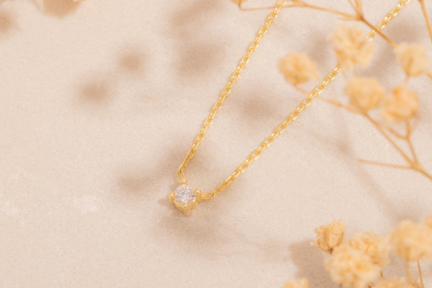 Dört Tırnaklı Tek Taş Kolye | 925 Gümüş