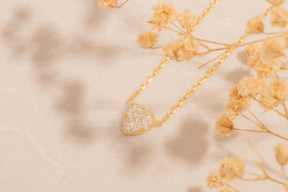 Taşlı Kalp Kolye | 925 Gümüş