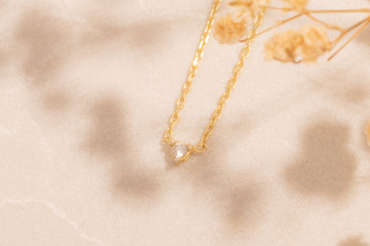 Üç Tırnaklı Tek Taş Kolye | 925 Gümüş