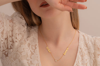 İki İsimli Kalpli Kolye | 14 Ayar Altın