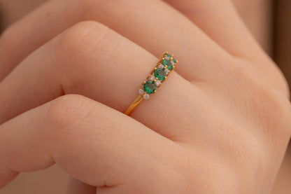 5 Yuvarlak Taşlı Renkli Yüzük | 925 Gümüş