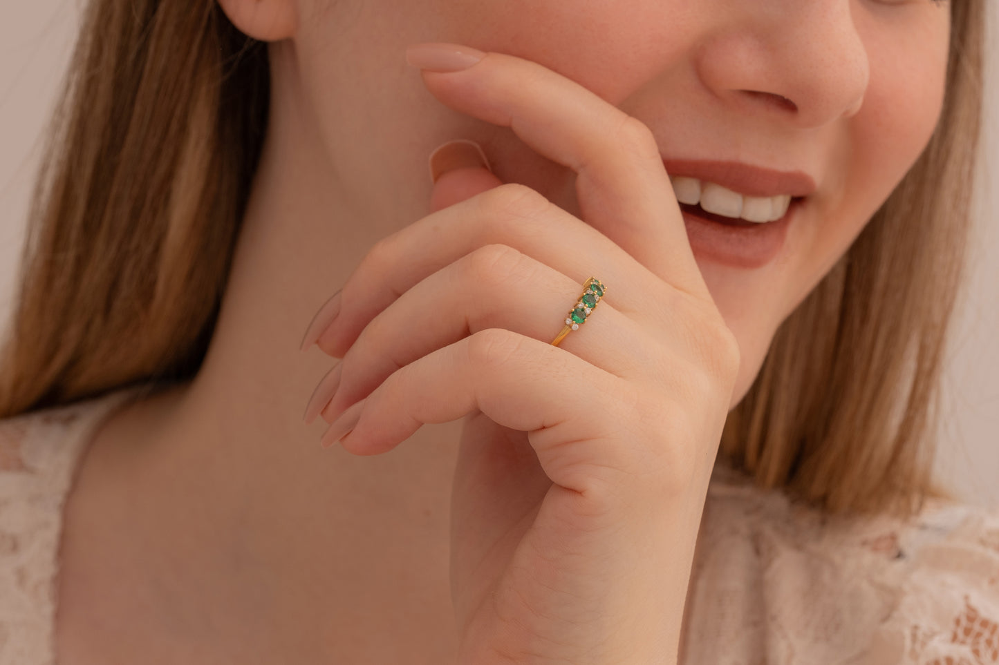 5 Yuvarlak Taşlı Renkli Yüzük | 925 Gümüş