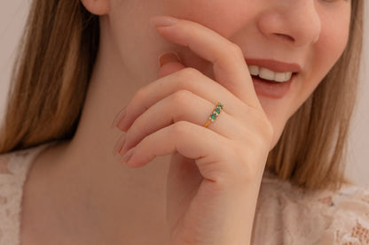 5 Yuvarlak Taşlı Renkli Yüzük | 925 Gümüş