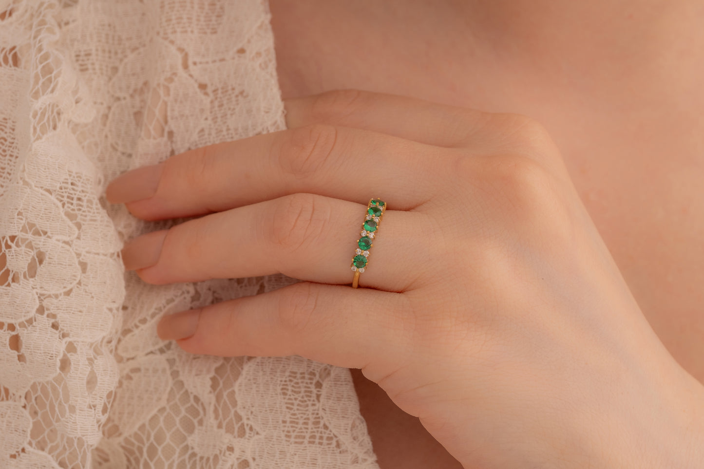 5 Yuvarlak Taşlı Renkli Yüzük | 925 Gümüş