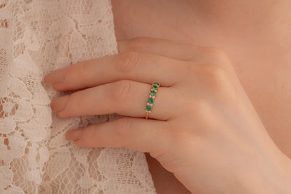 5 Yuvarlak Taşlı Renkli Yüzük | 925 Gümüş