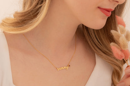 Doğum Taşlı İsim Kolye | 14 Ayar Altın