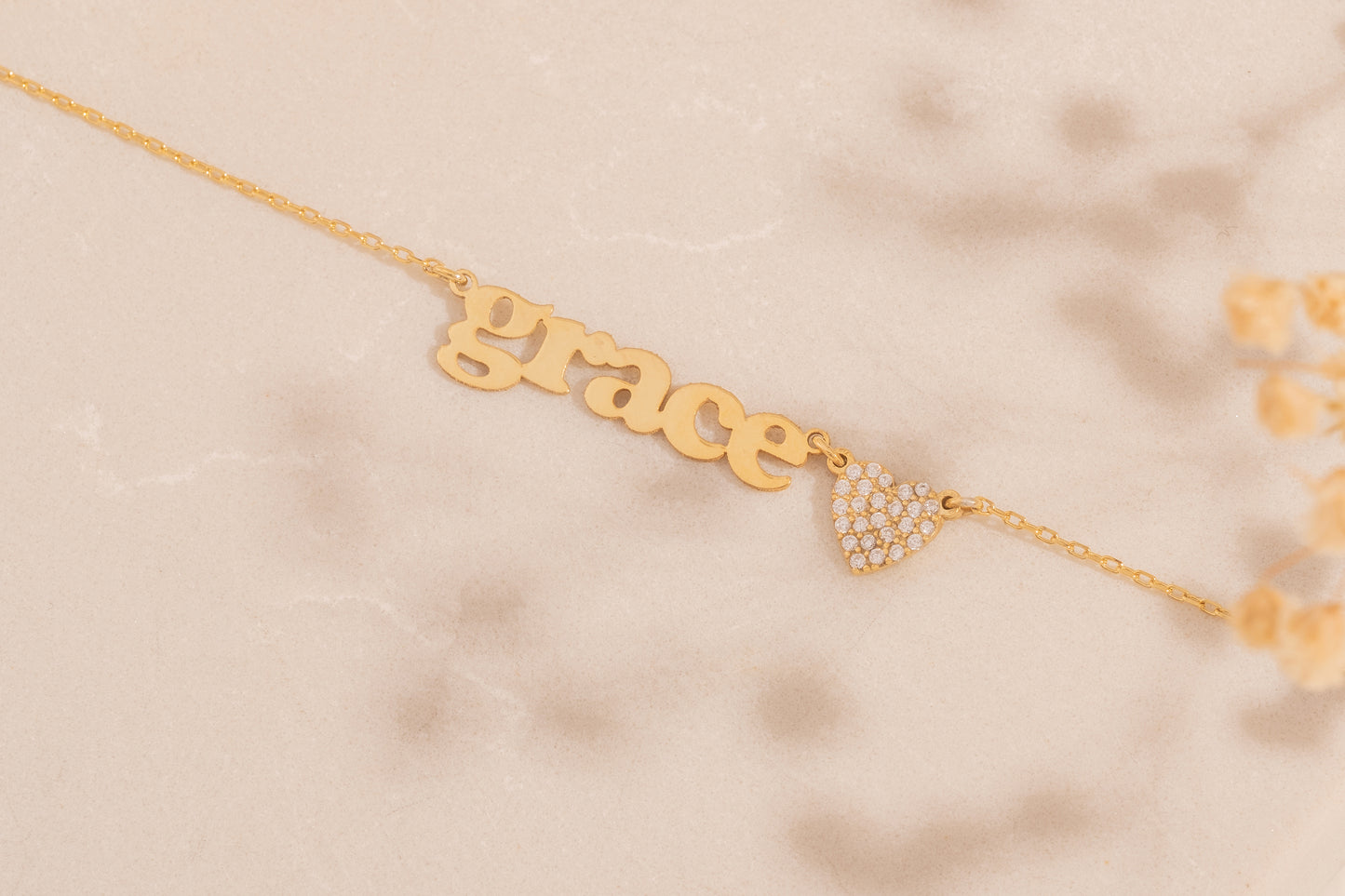 Taşlı Kalp ve İsim Kolye | 925 Gümüş