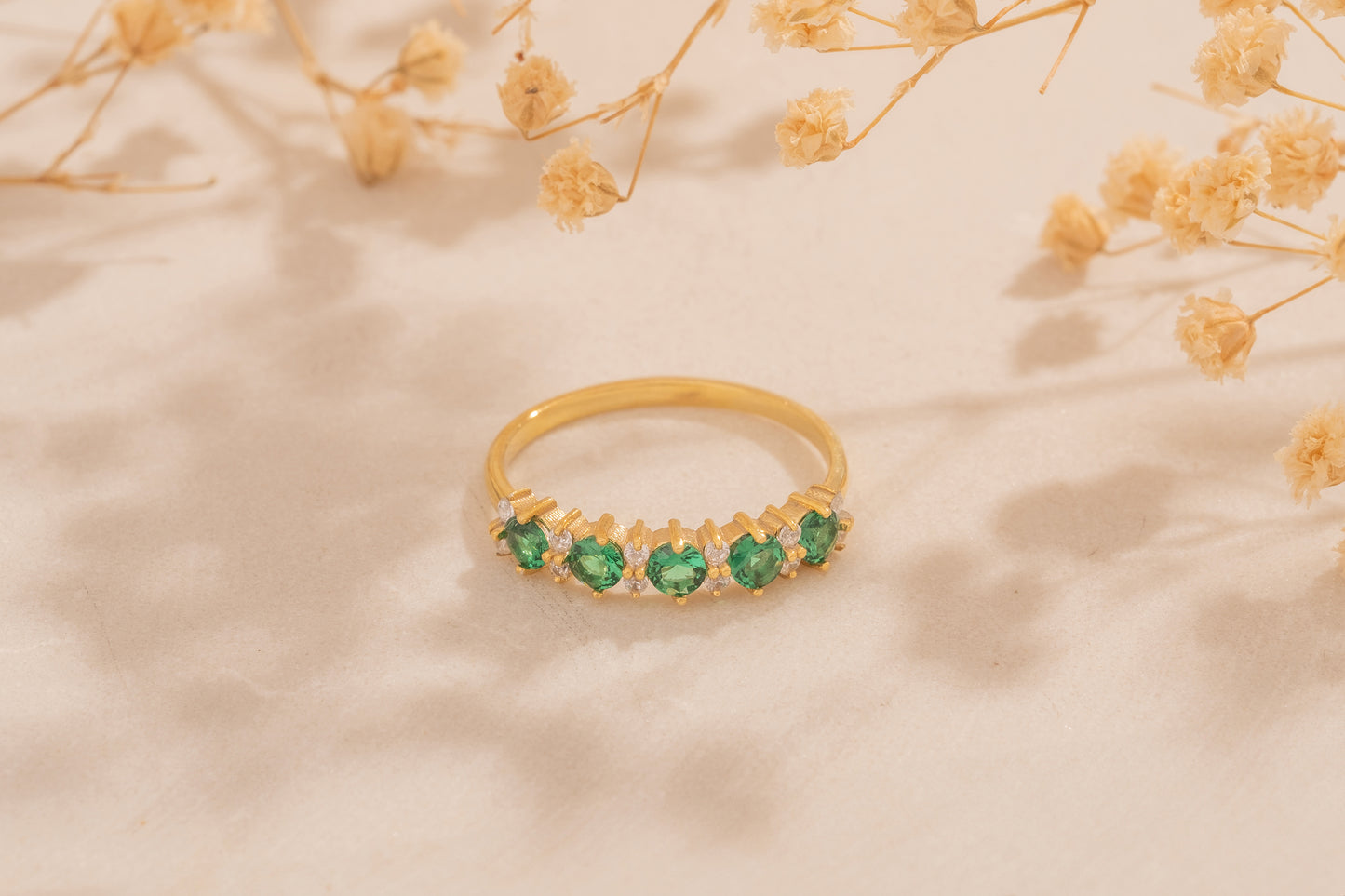 5 Yuvarlak Taşlı Renkli Yüzük | 925 Gümüş