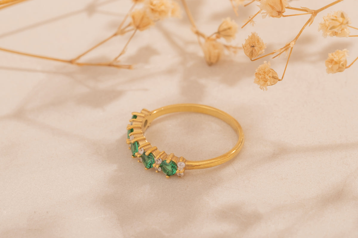 5 Yuvarlak Taşlı Renkli Yüzük | 925 Gümüş