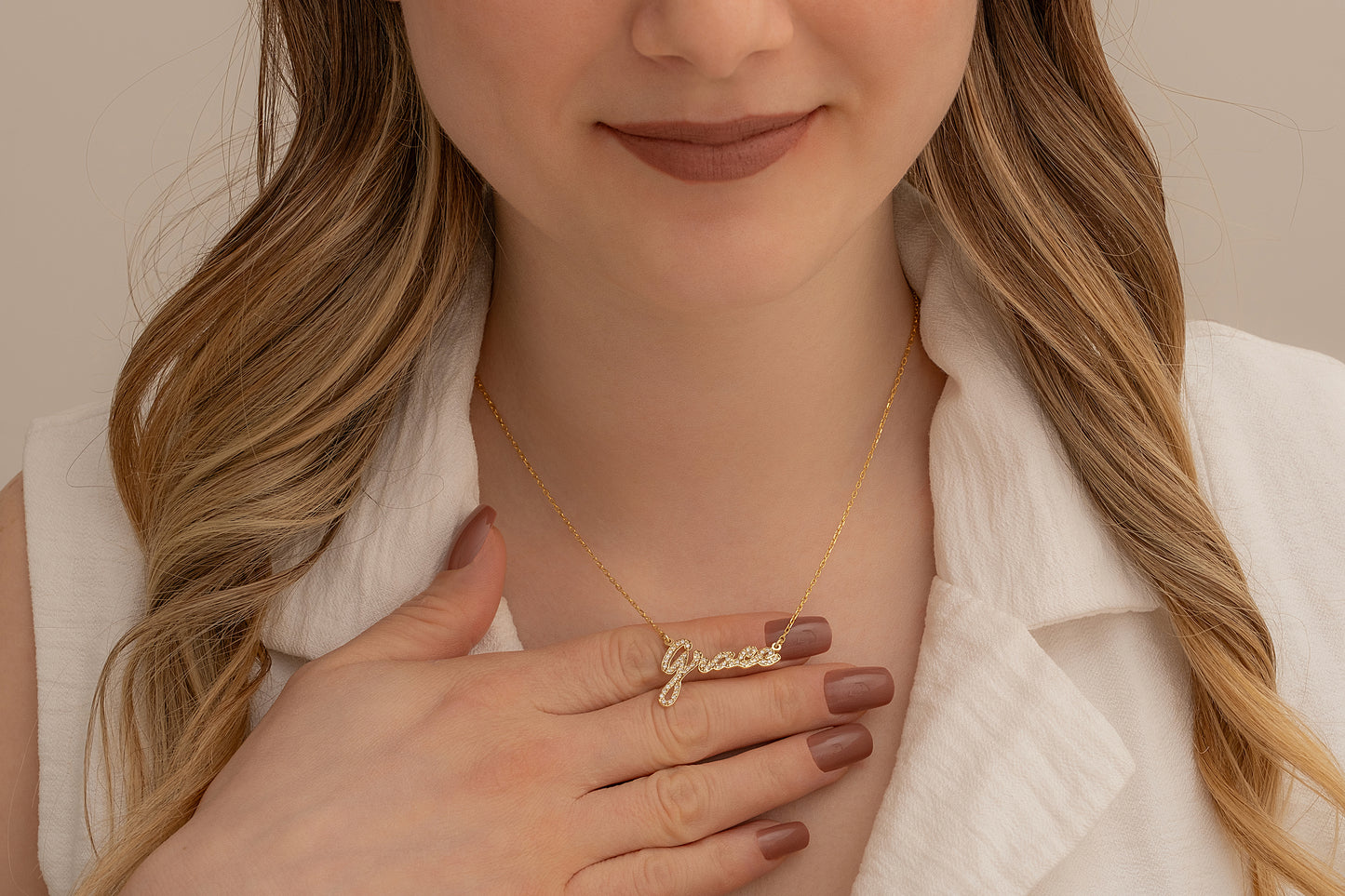 Taşlı İsim Kolye | 925 Gümüş