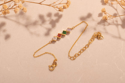 Doğum Taşlı Çapraz Bileklik | 14 Ayar Altın