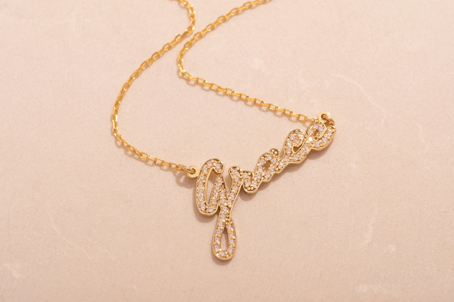 Taşlı İsim Kolye | 14 Ayar Altın
