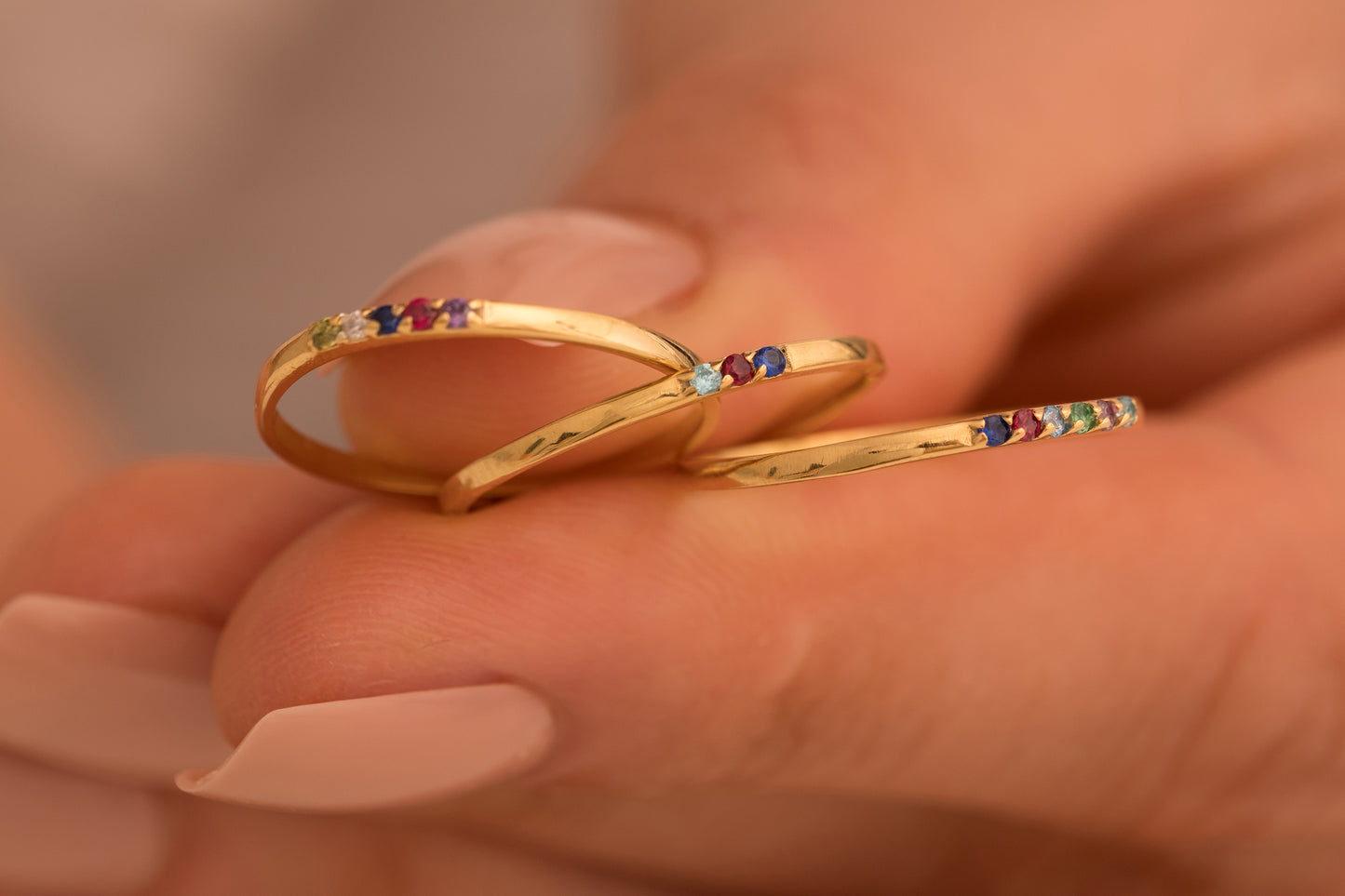 Doğum Taşlı Minimal Yüzük | 14 Ayar Altın