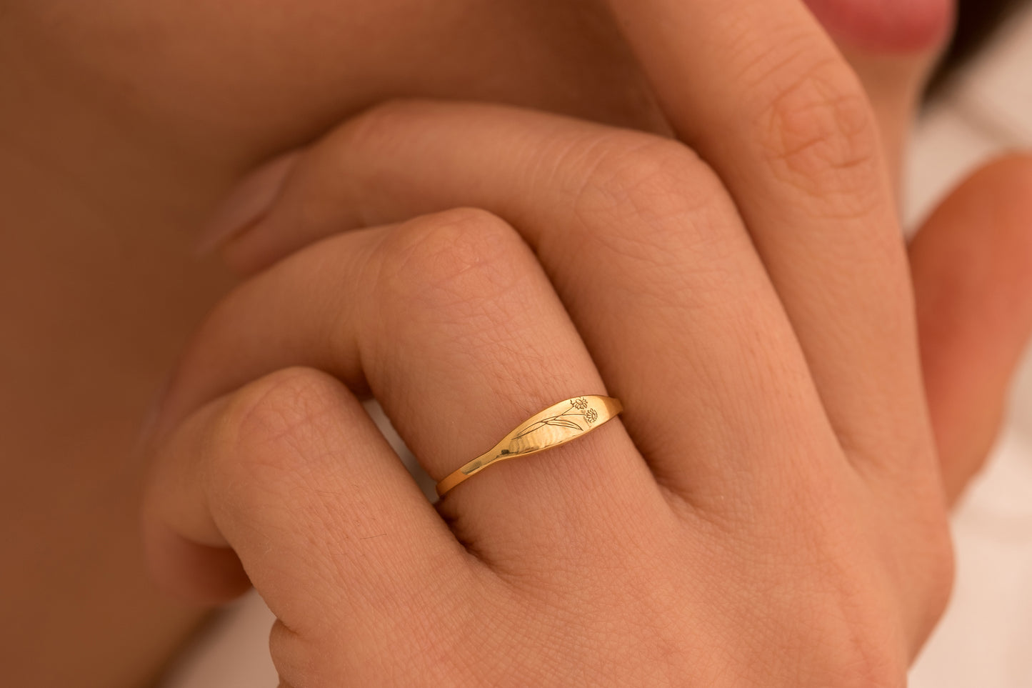 Doğum Çiçeği Kazıma Yüzük | 925 Gümüş