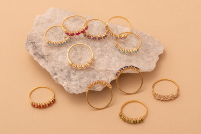 Renkli Zirkon Taşlı Yüzük | 925 Gümüş