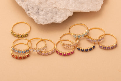 Renkli Zirkon Taşlı Yüzük | 14 Ayar Altın