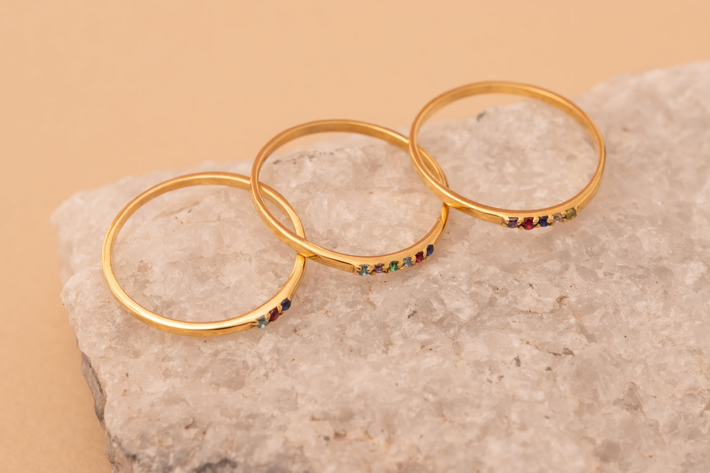 Doğum Taşlı Minimal Yüzük | 925 Gümüş