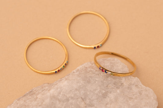 Doğum Taşlı Minimal Yüzük | 925 Gümüş