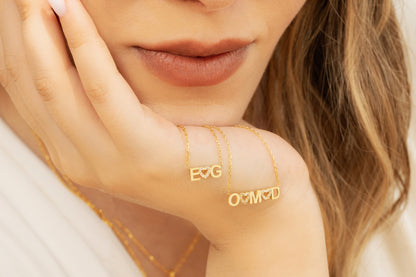 İki Harfli Kalpli Kolye | 925 Gümüş