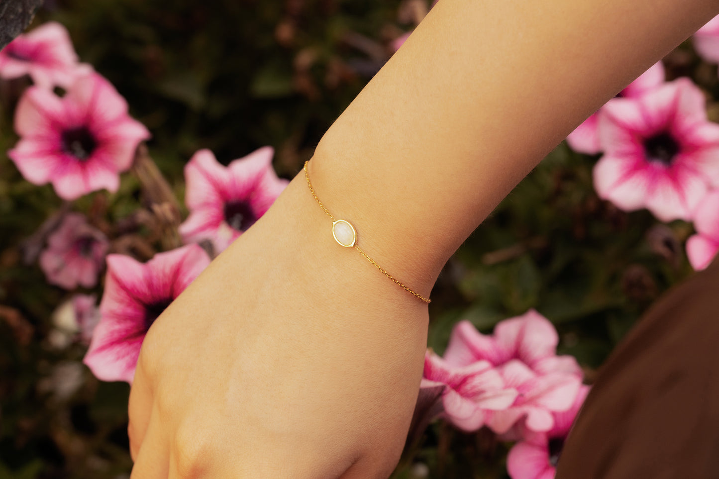 Oval Ay Taşı Bileklik | 925 Gümüş