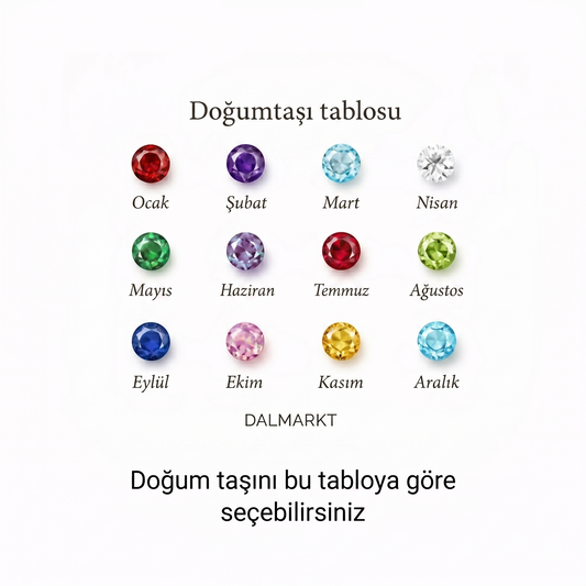 Doğum Taşlı Renkli Kalp Kolye | 925 Gümüş