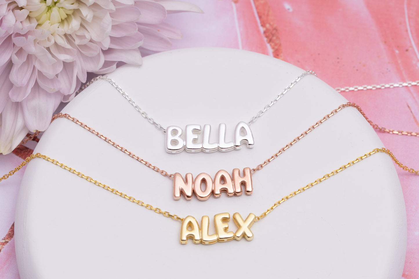 Forse Zincirli Balon Harf İsim Kolye | 925 Gümüş