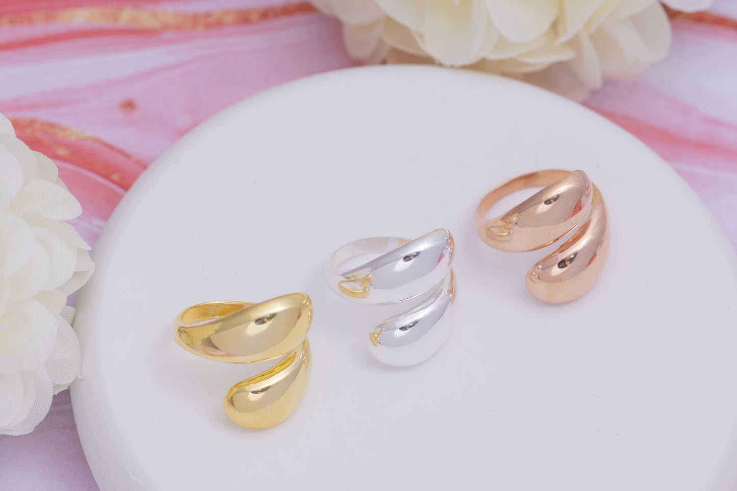 Ayarlanabilir İki Damla Yüzük | 925 Gümüş