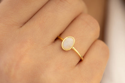 Oval Ay Taşı Yüzük | 925 Gümüş