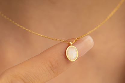 Oval Ay Taşı Kolye | 925 Gümüş