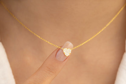 Taşlı Kalp Kolye | 14 Ayar Altın